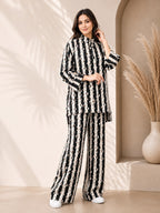 Monochrome Floral Stripe 2-Piece Co-Ord Set
