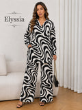 Women's Black & White Marble Print Wide-Leg Co-Ord Set