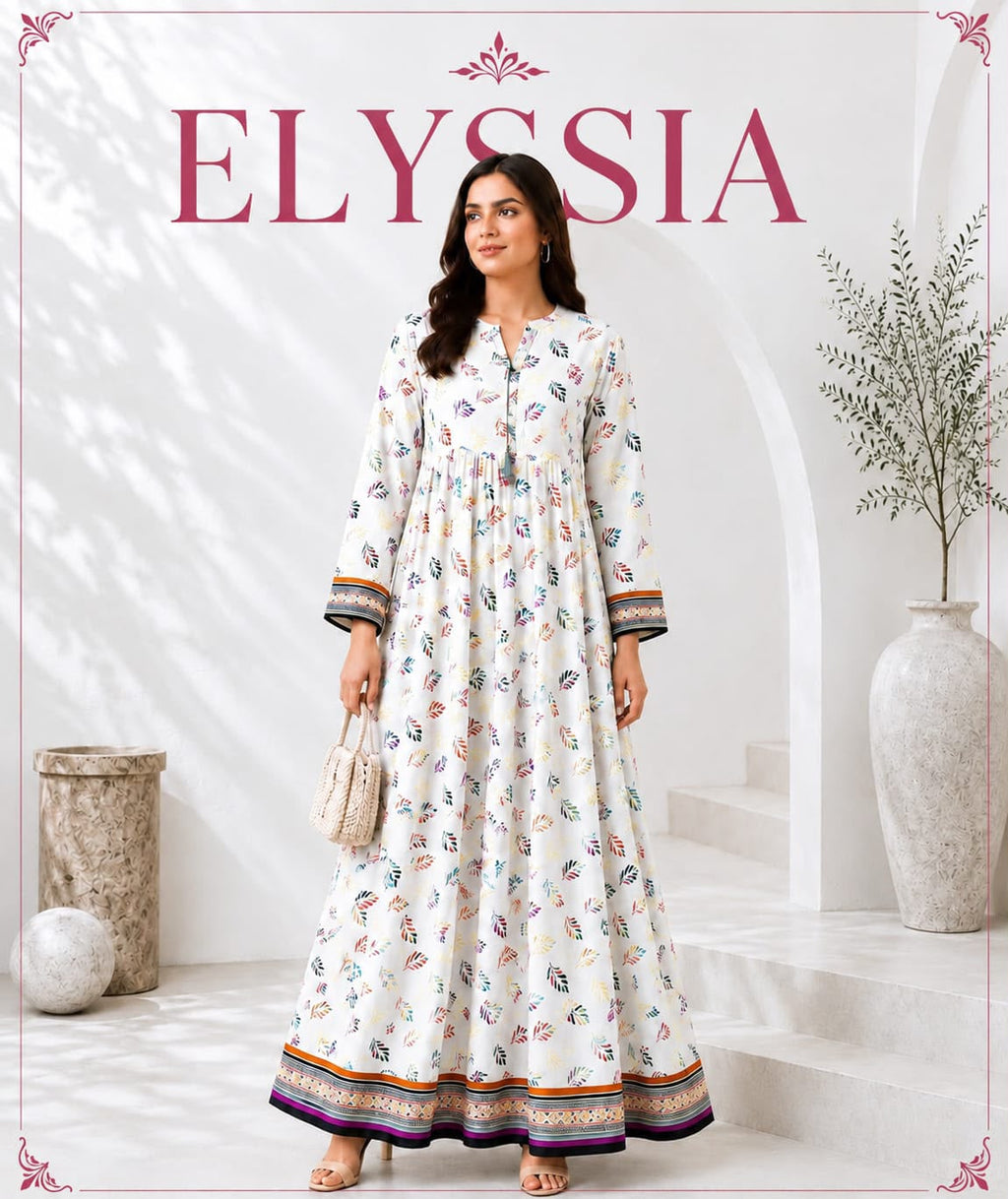 Women's Off-White Printed Flared Floor-Length Maxi Dress